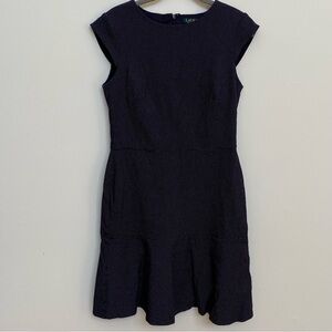 Lauren Ralph Lauren Navy Blue Polka Dot Swing Dress‎